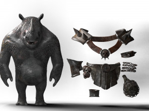 rhino warrior game character Model 3D