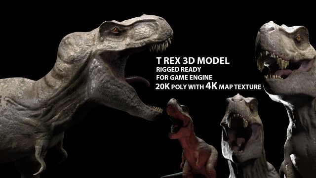 trex dinosaur tyrannosaurs Modèle 3D .c4d .max .obj .3ds .fbx .stl .blend 