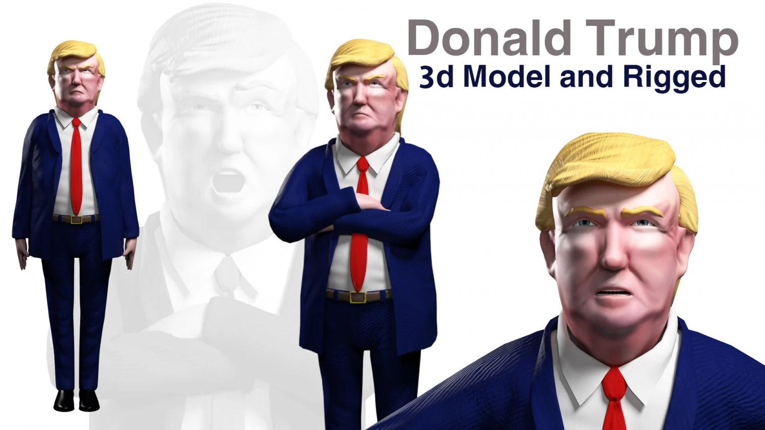 cartoon donald trump 3D Model .c4d .max .obj .3ds .fbx .stl .blend 