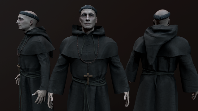 Monk 3D Model .c4d .max .obj .3ds .fbx .stl .blend 
