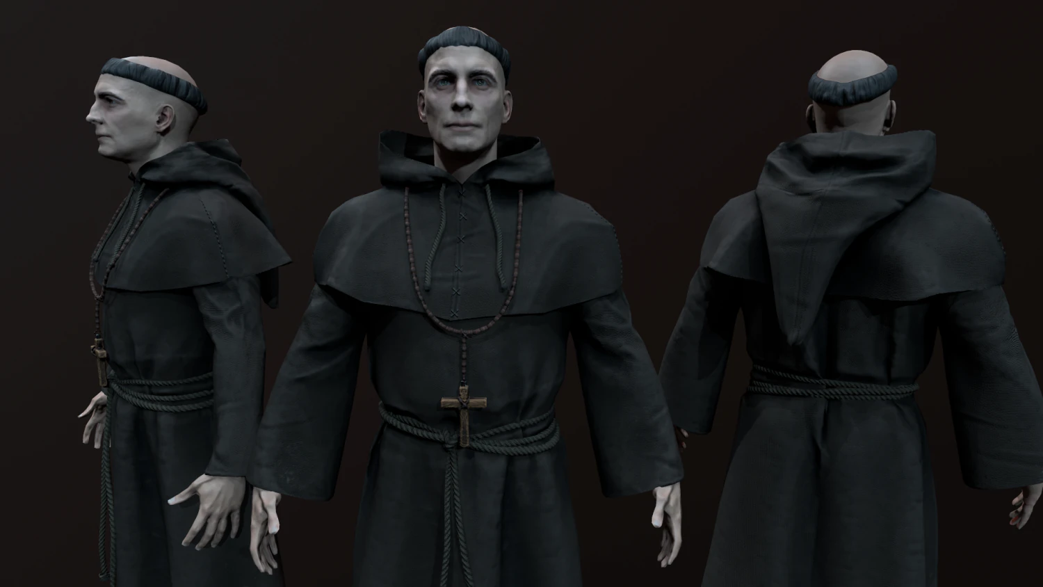 Monk 3D Model .c4d .max .obj .3ds .fbx .stl .blend 