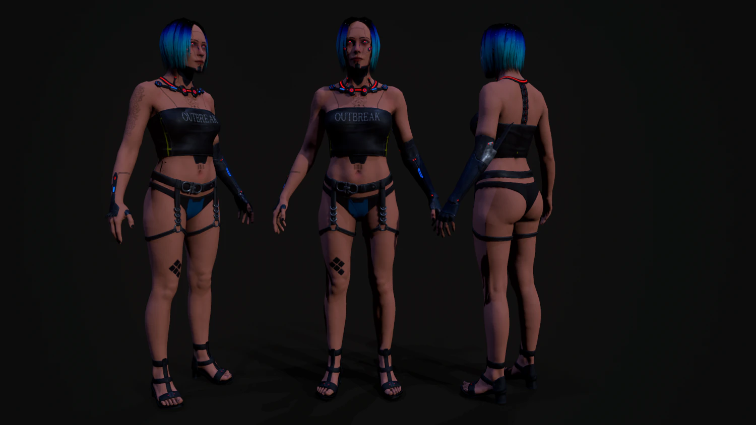 3D Cyberpunk Girl 3D Model .c4d .max .obj .3ds .fbx .stl .blend