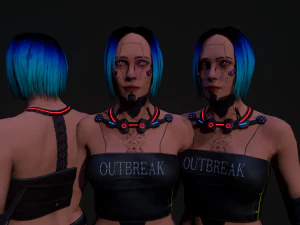 3D Cyberpunk Girl 3D Model