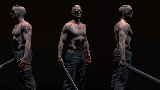 Cyberpunk Male 3D Model .c4d .max .obj .3ds .fbx .stl .blend 