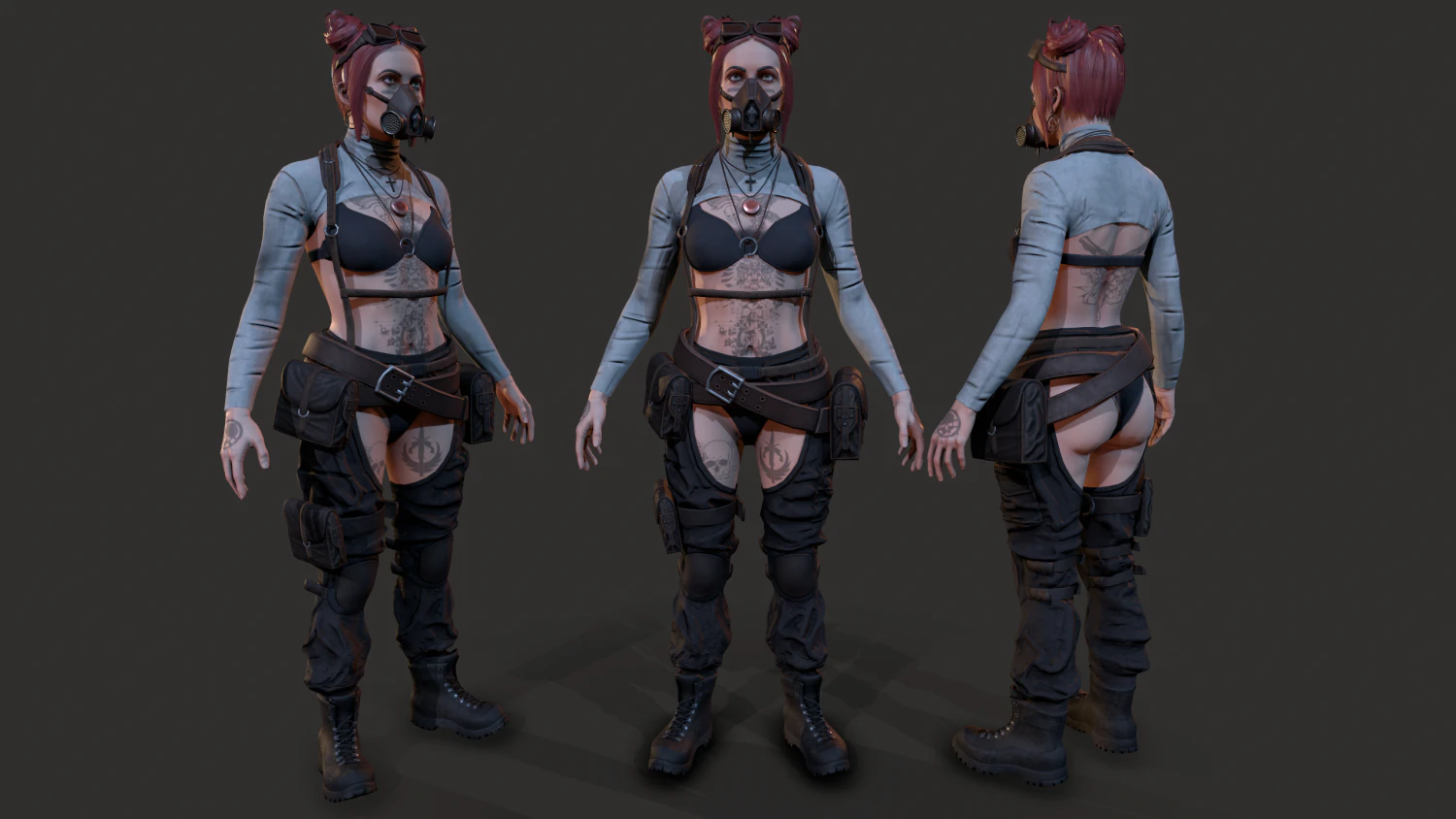 Wasteland Girl 3D Model .c4d .max .obj .3ds .fbx .stl .blend