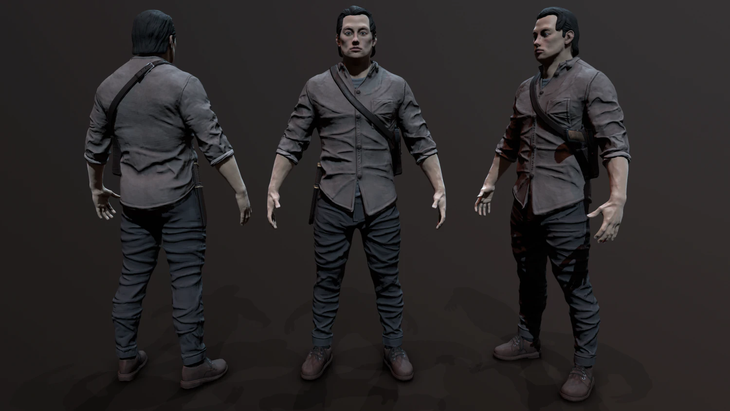 Zombie Apocalypse Survivor 3D Model .c4d .max .obj .3ds .fbx .stl .blend 