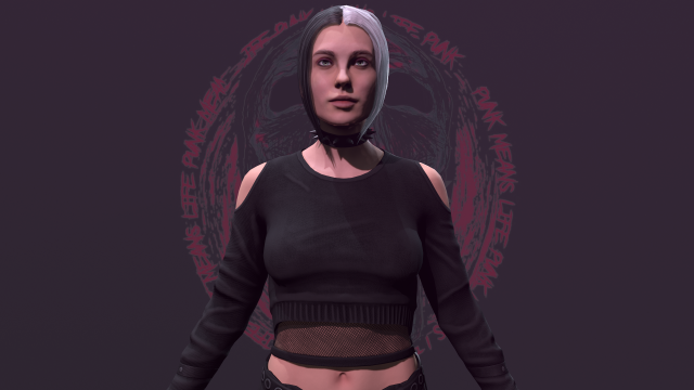 Punk Girl Modèle 3D .c4d .max .obj .3ds .fbx .stl .blend 