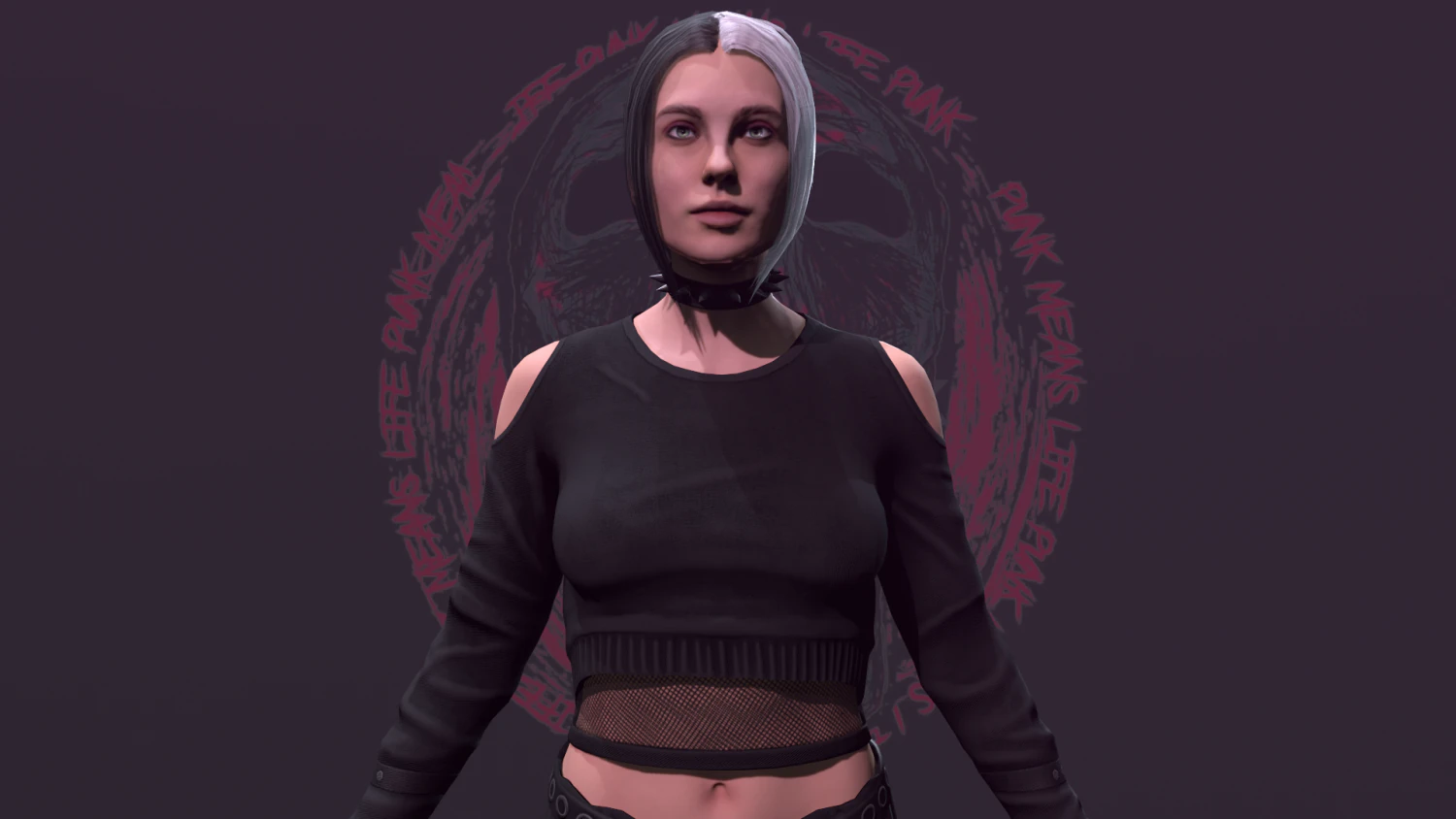 Punk Girl 3D Model .c4d .max .obj .3ds .fbx .stl .blend