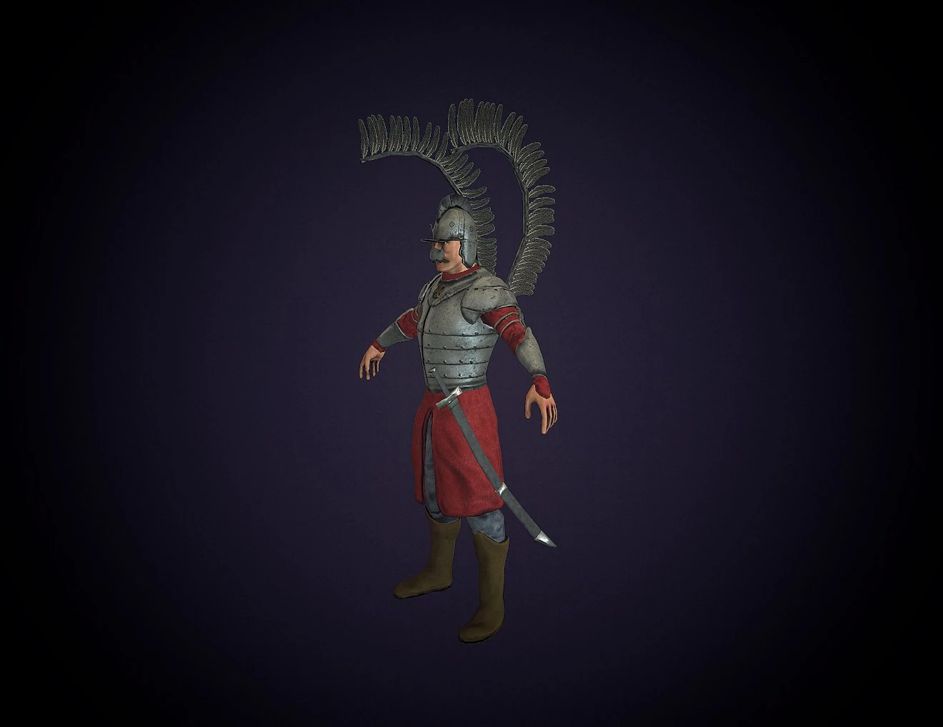 winged hussar 3D Model .c4d .max .obj .3ds .fbx .stl .blend