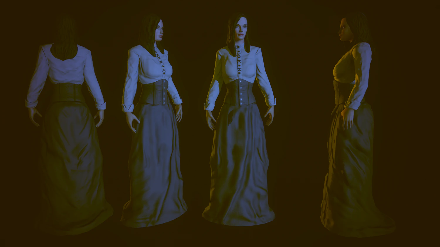 19th century lady 3D Model .c4d .max .obj .3ds .fbx .stl .blend