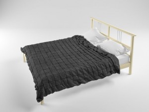 blanket and pillows on the bed from ikea Model 3D