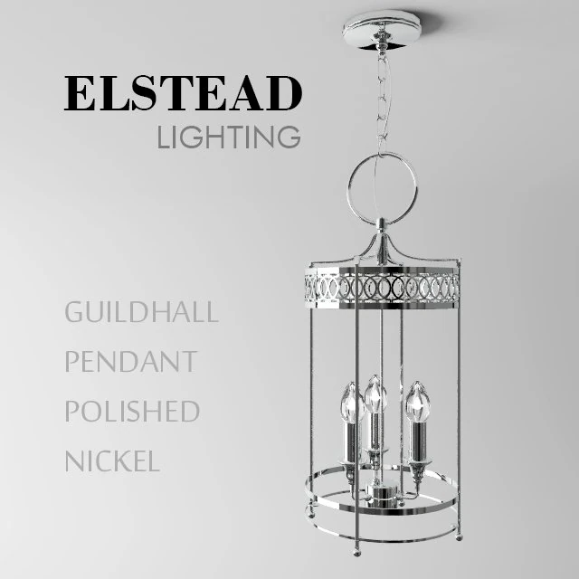 guildhall pendant polished nickel 3D Model .c4d .max .obj .3ds .fbx .stl .blend