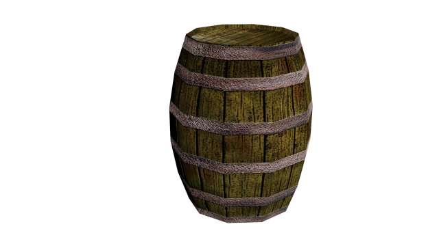 low poly wooden barrel 3D Model .c4d .max .obj .3ds .fbx .stl .blend