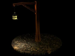 low poly hanging lamp post 3D Model
