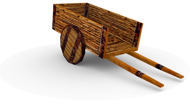 low poly wooden cart Model 3D .c4d .max .obj .3ds .fbx .stl .blend