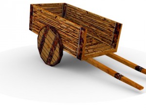 low poly wooden cart Model 3D