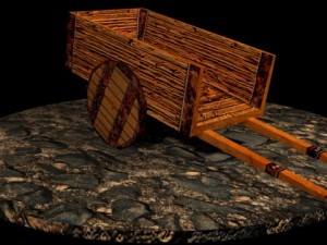low poly wooden cart Model 3D