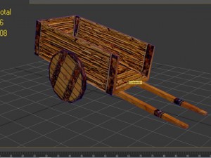 low poly wooden cart Model 3D
