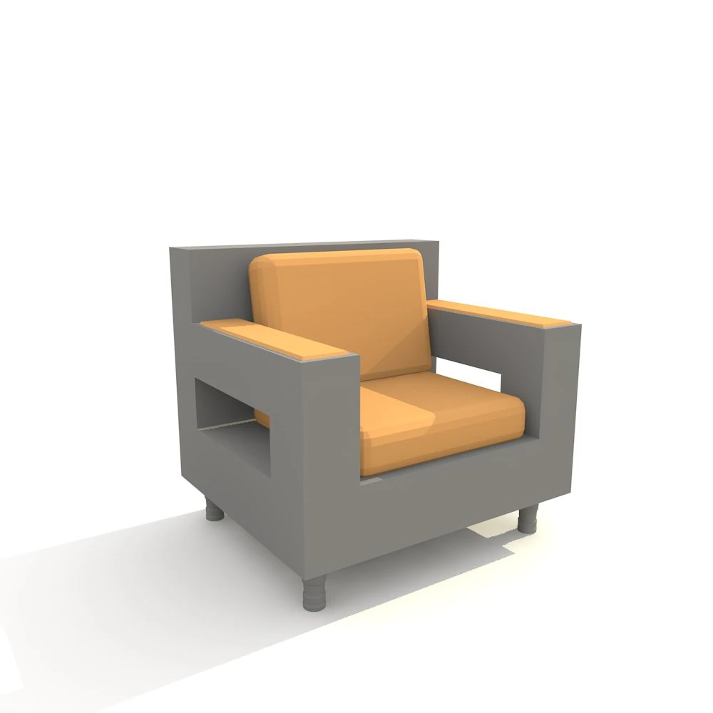 modern armchair lowpoly 3D Model .c4d .max .obj .3ds .fbx .stl .blend 
