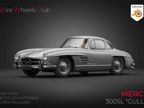 1954 Mercedes 300SL Fl&uuml;gelt&uuml;rer 3D Modell