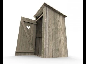 WC de madera ruso o ucraniano. Modelo 3D