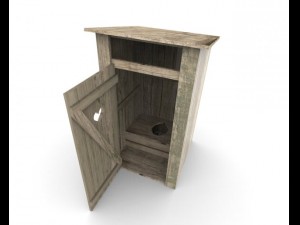russian or ukrainian wooden toilet 3D Model