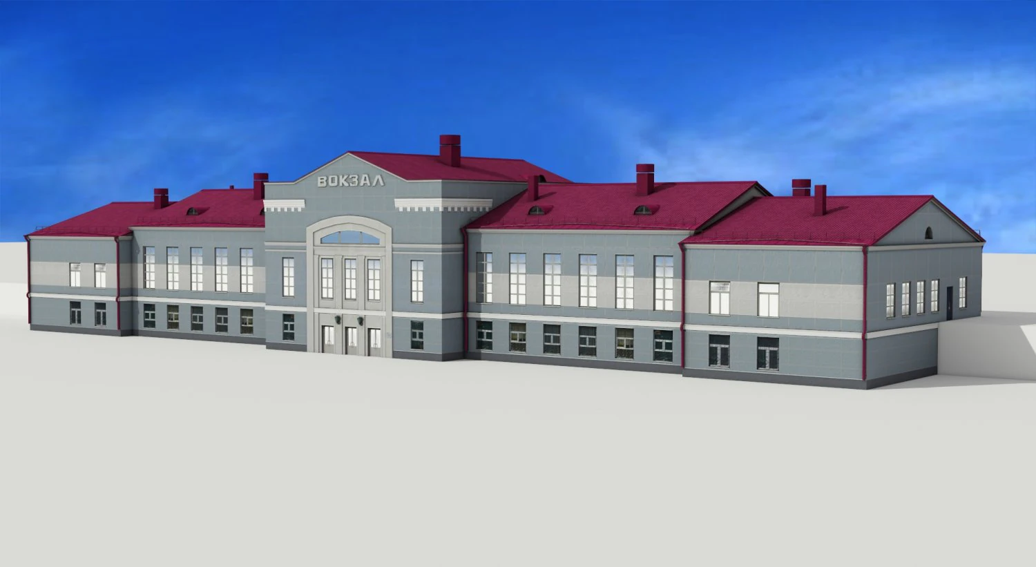 railway station angarsk 3D Model .c4d .max .obj .3ds .fbx .stl .blend 