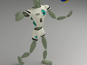 cartoon abstract sport model ballerkin - humanoid 3D Model