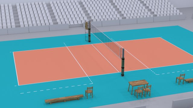 volleyball court - real size Modèle 3D .c4d .max .obj .3ds .fbx .stl .blend 