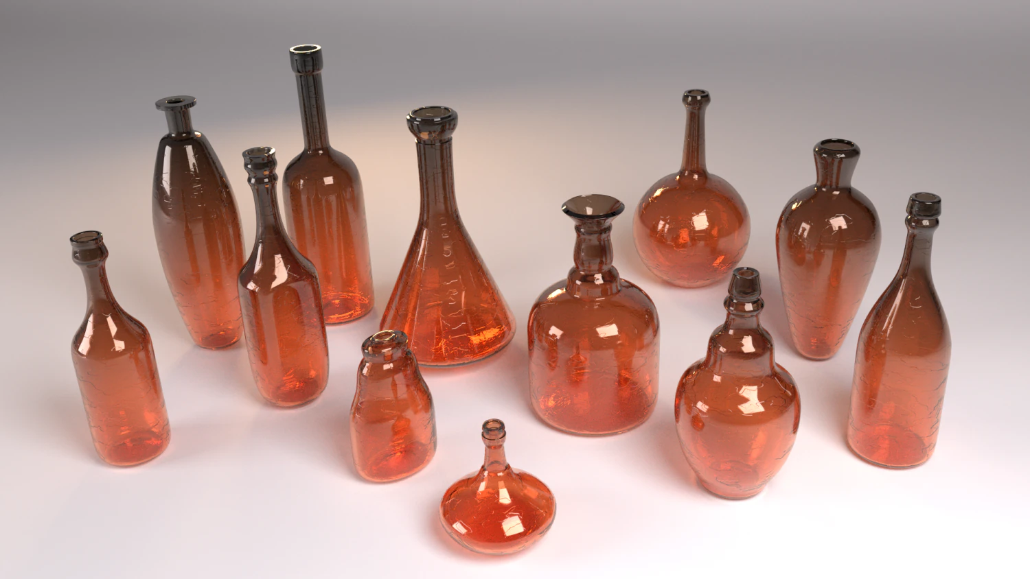 bottle set of bottles 3D Model .c4d .max .obj .3ds .fbx .stl .blend 