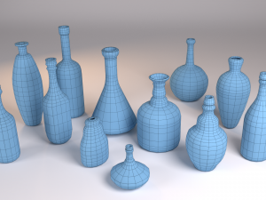 bottle set of bottles Model 3D