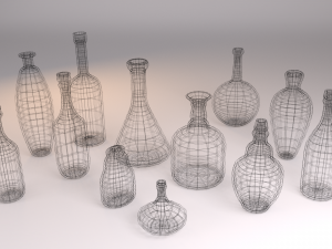 bottle set of bottles Model 3D