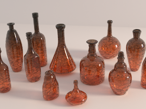 bottle set of bottles Model 3D