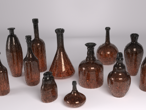 bottle set of bottles Model 3D