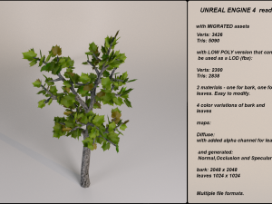 low poly fantasy game tree 01 Model 3D