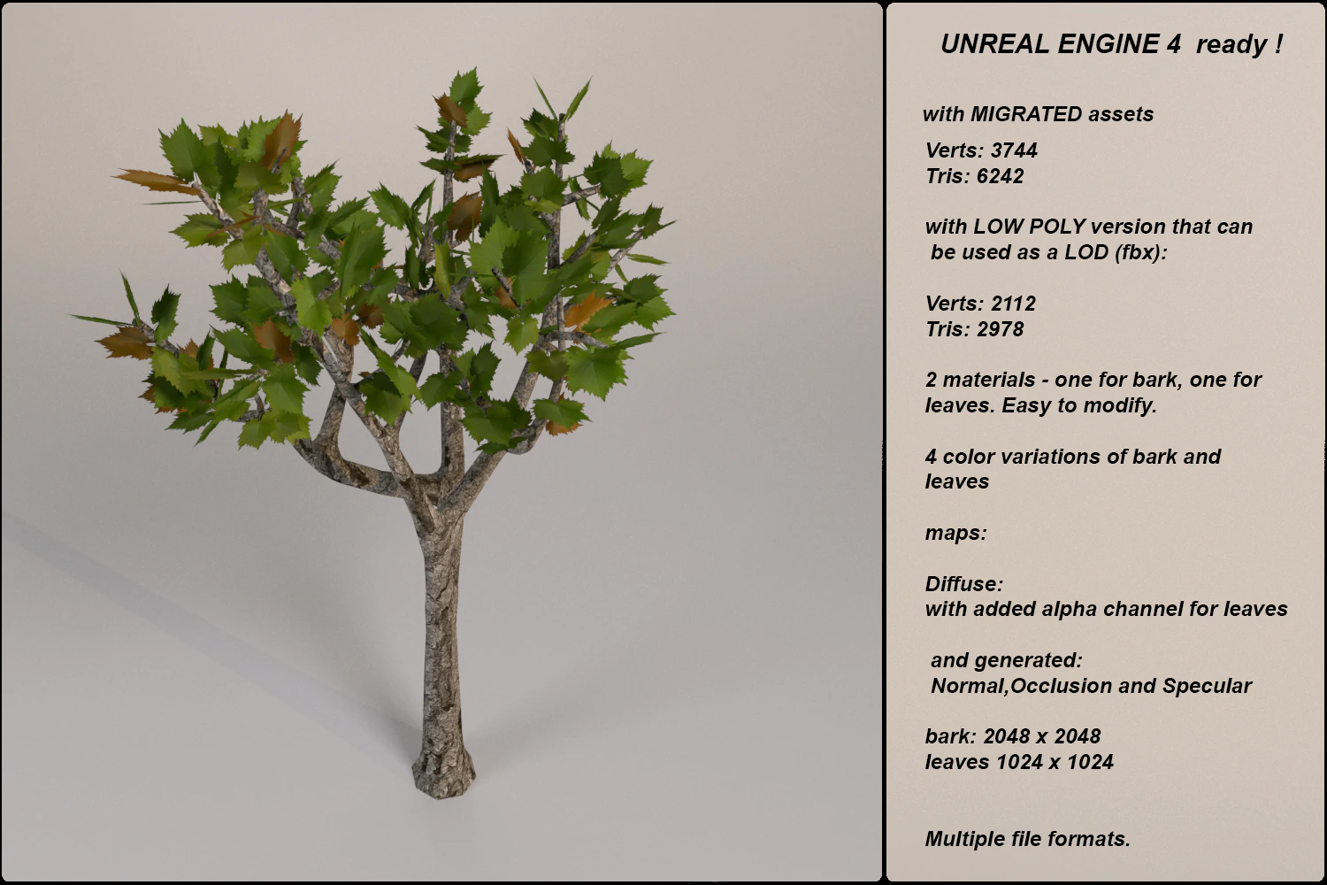 low poly fantasy game tree 02 3D Model .c4d .max .obj .3ds .fbx .stl .blend
