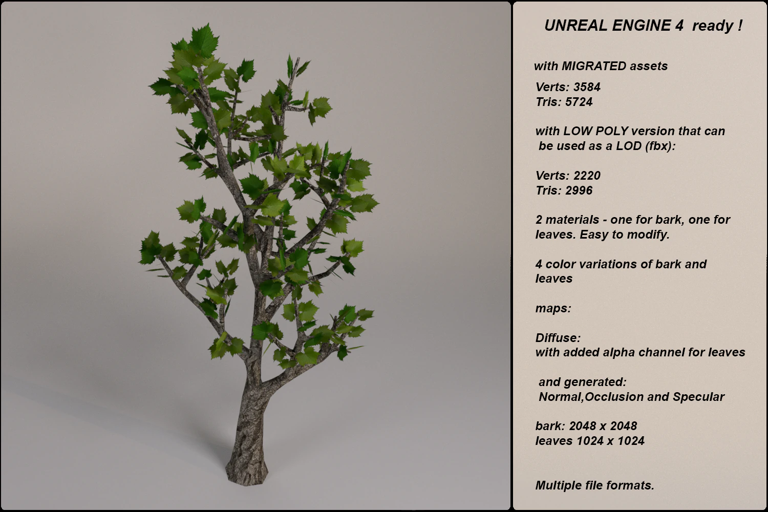 low poly fantasy game tree 03 3D Model .c4d .max .obj .3ds .fbx .stl .blend