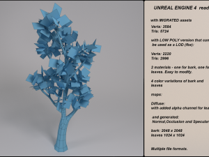 low poly fantasy game tree 03 Modèle 3D