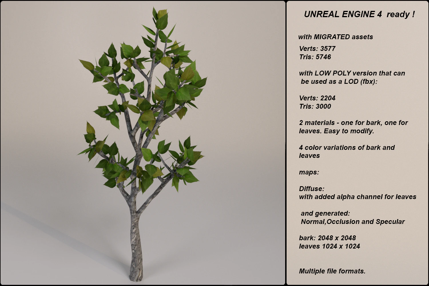 low poly fantasy game tree 04 3D Model .c4d .max .obj .3ds .fbx .stl .blend