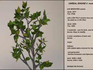 low poly fantasy game tree 04 3D Model