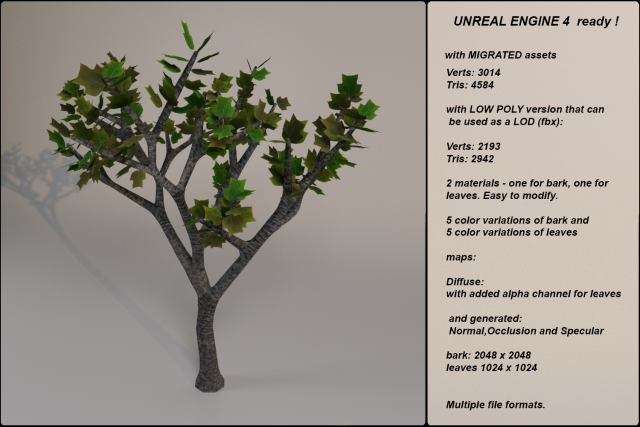 low poly fantasy game tree 08 3Dモデル .c4d .max .obj .3ds .fbx .stl .blend 