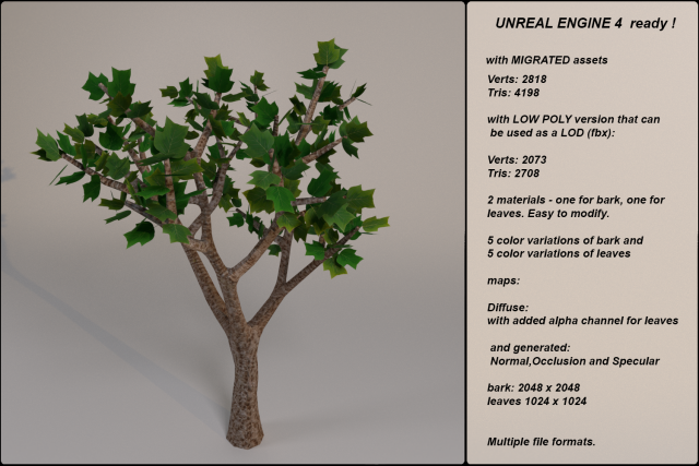 low poly fantasy game tree 09 3D Model .c4d .max .obj .3ds .fbx .stl .blend 
