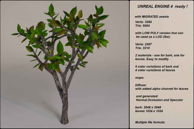 low poly fantasy game tree 10 3D Model .c4d .max .obj .3ds .fbx .stl .blend 