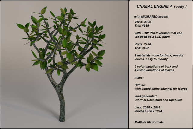 low poly fantasy game tree 12 3D Модель .c4d .max .obj .3ds .fbx .stl .blend 