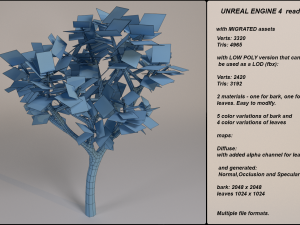 low poly fantasy game tree 12 3D Модель