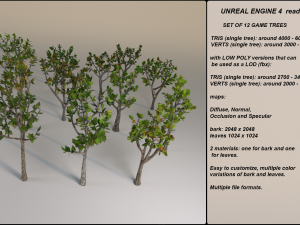 low poly game trees 1 - 12 megapack Model 3D