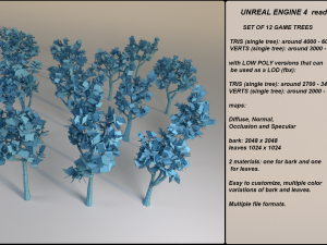 low poly game trees 1 - 12 megapack Model 3D