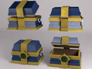 low poly treasure chest ready for games 3D Model