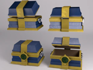 low poly treasure chest ready for games 3D Model