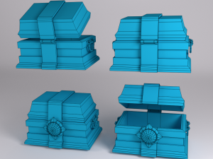 low poly treasure chest ready for games 3D Model